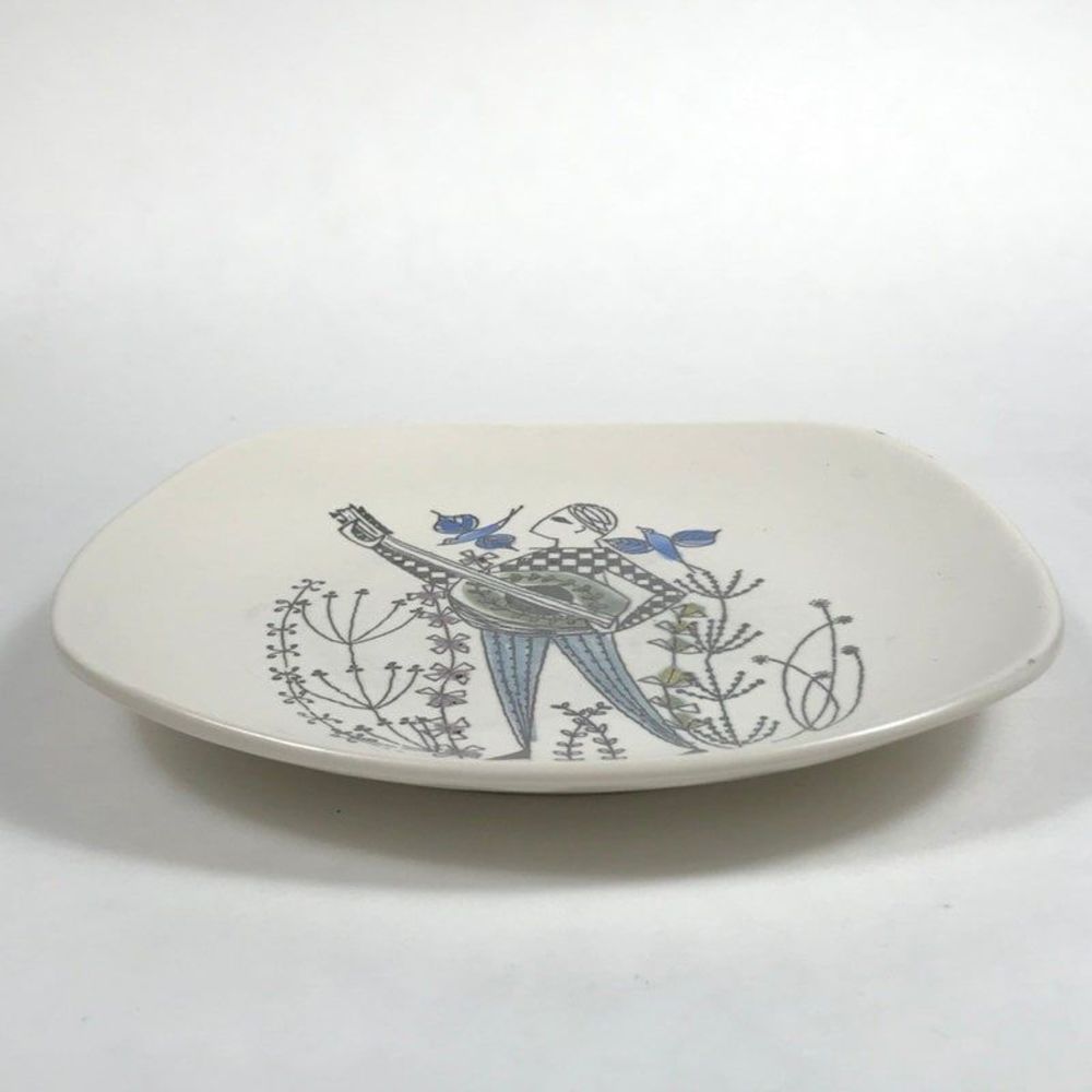 Stavangerflint Danish modern Man with the Mandolin Hand painted Plate, retro MCM - Picture 6 of 9